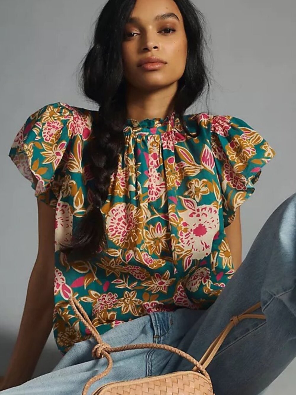 Birds of Paradis by Trovata The Carla High Neck Blouse Nouveau Garden Size XS